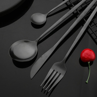 Sztućce matowe zestaw obiadowy czarny nóż widelec łyżeczka do deserów zastawa stołowa zestaw sztućców sztućce ze stali nierdzewnej sztućce kuchenne zestaw obiadowy 4